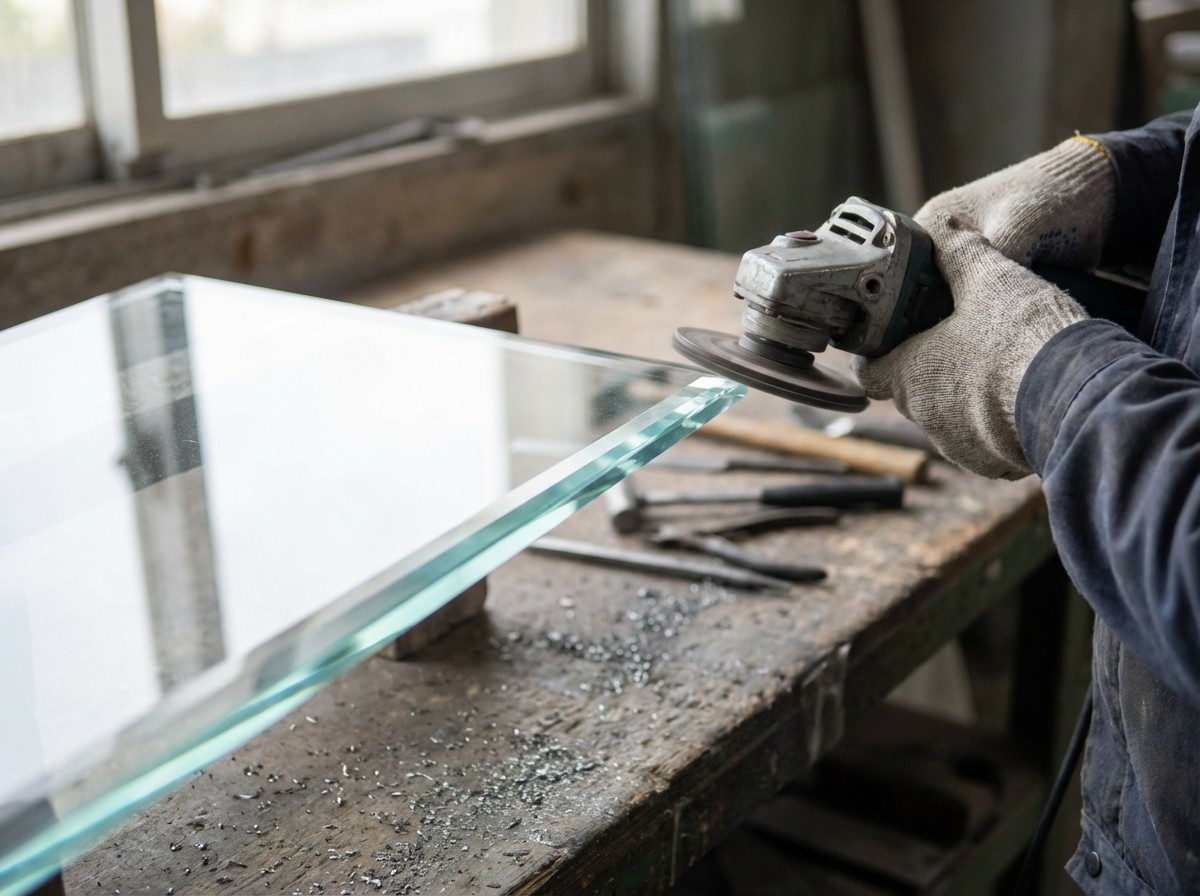 Vidro com cantos arredondados de segurança