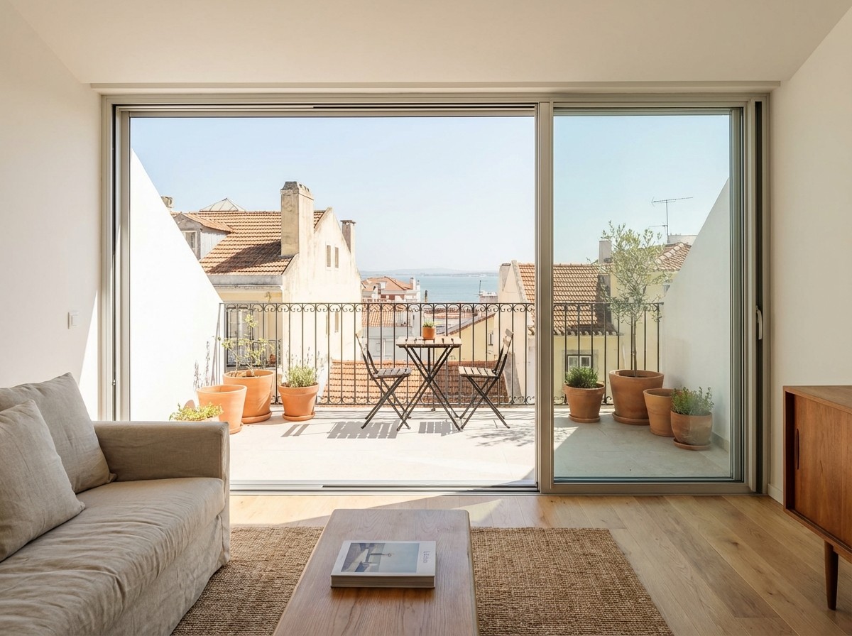 Porta de vidro em habitação